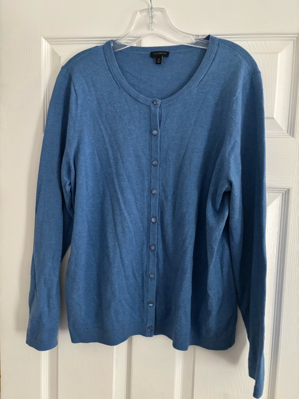Talbots Charming Blue Crewneck Cardigan, Size XL, EUC - Picture 2 of 5